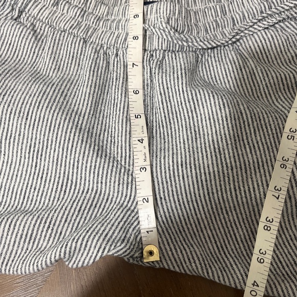 J crew factory linen drawstring ankle pants black and white striped - Picture 7 of 7